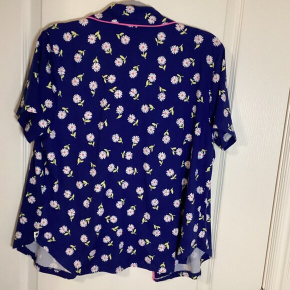 Kate Spade Women's Blue White Daisy Floral 2 Piece Short Leg Pajama Set PJ's - Picture 4 of 11